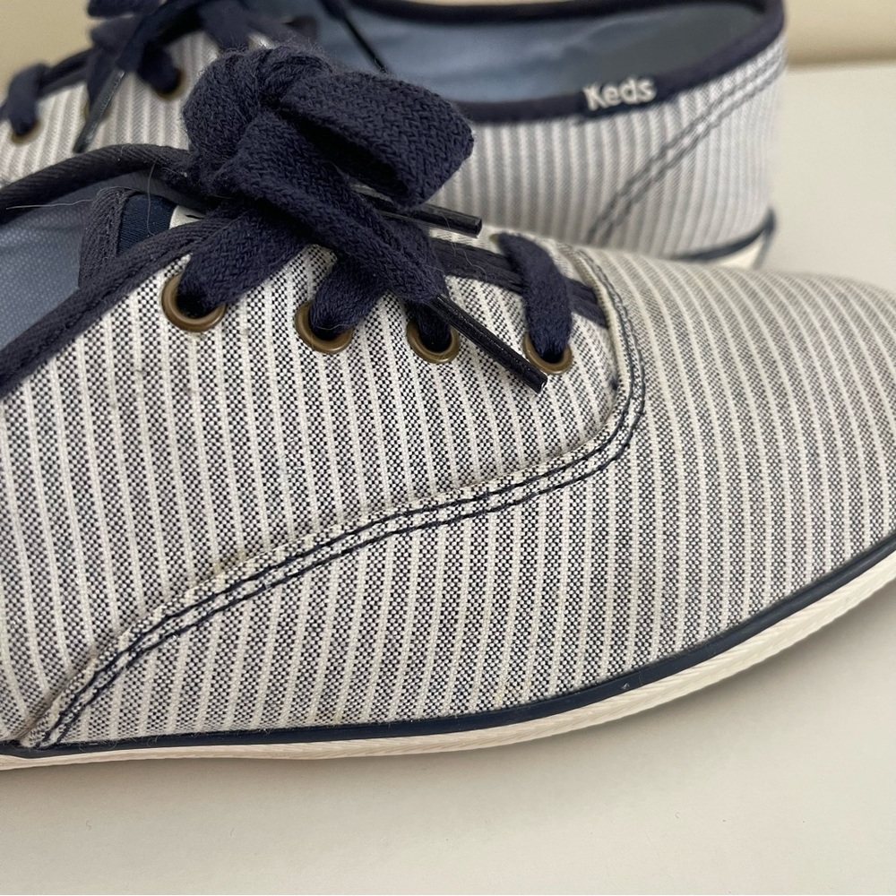 Keds - Blue and White Striped Champion Sneakers - Women’s Size 8 - Picture 6 of 9